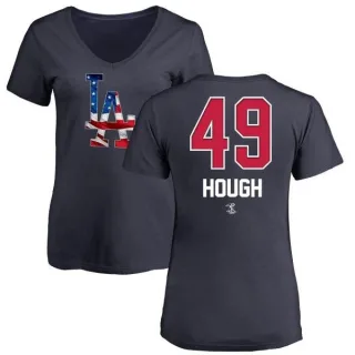 Charlie Hough Women's Los Angeles Dodgers Name and Number Banner Wave V-Neck T-Shirt - Navy