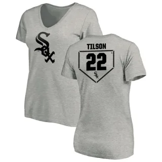 Charlie Tilson Women's Chicago White Sox RBI Slim Fit V-Neck T-Shirt - Heathered Gray