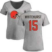 Charlie Whitehurst Women's Cleveland Browns Name & Number Logo Slim Fit T-Shirt - Ash