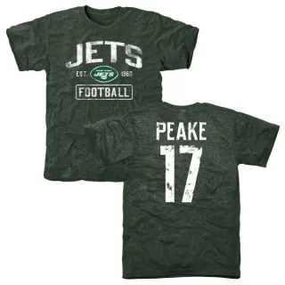 Charone Peake New York Jets Green Distressed Name & Number Tri-Blend T-Shirt