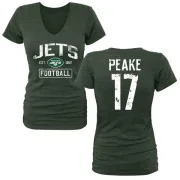 Charone Peake Women's New York Jets Green Distressed Name & Number Tri-Blend V-Neck T-Shirt