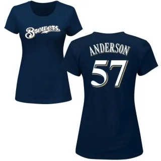 Chase Anderson Women's Milwaukee Brewers Name & Number T-Shirt - Navy