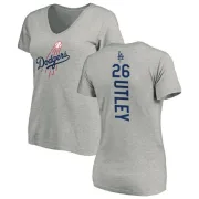 Chase Utley Women's Los Angeles Dodgers Backer Slim Fit T-Shirt - Ash