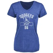 Chase Utley Women's Los Angeles Dodgers Base Runner Tri-Blend T-Shirt - Royal