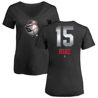 Chico Ruiz Women's Cincinnati Reds Midnight Mascot V-Neck T-Shirt - Black