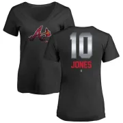 Chipper Jones Women's Atlanta Braves Midnight Mascot V-Neck T-Shirt - Black