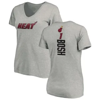 Chris Bosh Women's Miami Heat Ash Backer T-Shirt