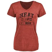 Chris Bosh Women's Miami Heat Cardinal Baseline Tri-Blend T-Shirt