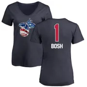 Chris Bosh Women's Miami Heat Navy Name and Number Banner Wave V-Neck T-Shirt