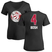 Chris Bosh Women's Toronto Raptors Black Name and Number Banner Wave V-Neck T-Shirt