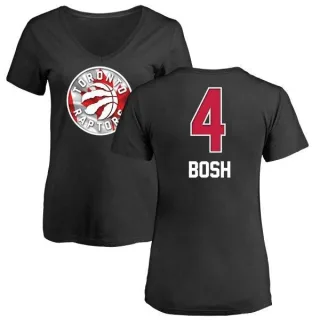 Chris Bosh Women's Toronto Raptors Black Name and Number Banner Wave V-Neck T-Shirt