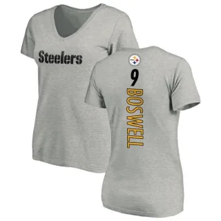 Chris Boswell Women's Pittsburgh Steelers Backer V-Neck T-Shirt - Ash