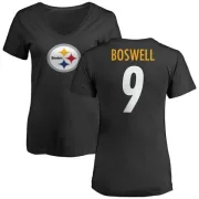 Chris Boswell Women's Pittsburgh Steelers Name & Number Logo Slim Fit T-Shirt - Black