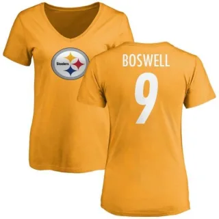 Chris Boswell Women's Pittsburgh Steelers Name & Number Logo Slim Fit T-Shirt - Gold