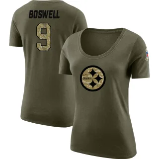 Chris Boswell Women's Pittsburgh Steelers Salute to Service Olive Legend Scoop Neck T-Shirt