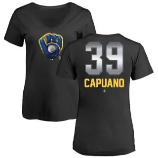 Chris Capuano Women's Milwaukee Brewers Midnight Mascot V-Neck T-Shirt - Black