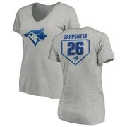 Chris Carpenter Women's Toronto Blue Jays RBI Slim Fit V-Neck T-Shirt - Heathered Gray