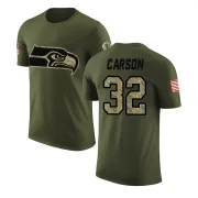 Chris Carson Seattle Seahawks Olive Salute to Service Legend T-Shirt