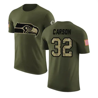 Chris Carson Seattle Seahawks Olive Salute to Service Legend T-Shirt