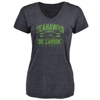 Chris Carson Women's Seattle Seahawks Flanker Tri-Blend T-Shirt - Navy