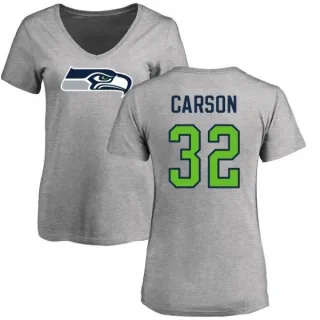 Chris Carson Women's Seattle Seahawks Name & Number Logo Slim Fit T-Shirt - Ash