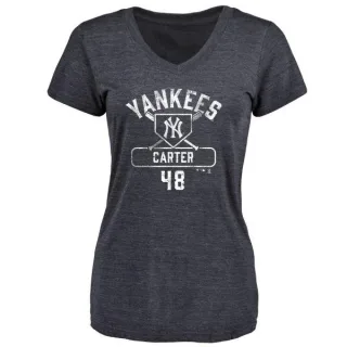 Chris Carter Women's New York Yankees Base Runner Tri-Blend T-Shirt - Navy