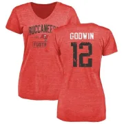 Chris Godwin Women's Tampa Bay Buccaneers Red Distressed Name & Number Tri-Blend V-Neck T-Shirt