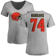 Chris Hubbard Women's Cleveland Browns Name & Number Logo Slim Fit T-Shirt - Ash