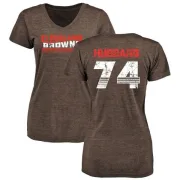 Chris Hubbard Women's Cleveland Browns Retro Tri-Blend V-Neck T-Shirt - Brown