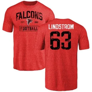 Chris Lindstrom Atlanta Falcons Distressed Name & Number Tri-Blend T-Shirt - Red