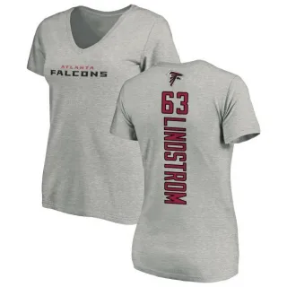 Chris Lindstrom Women's Atlanta Falcons Backer V-Neck T-Shirt - Ash