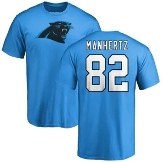 Chris Manhertz Carolina Panthers Name & Number Logo T-Shirt - Blue