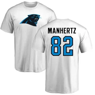 Chris Manhertz Carolina Panthers Name & Number Logo T-Shirt - White