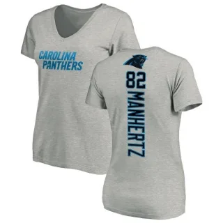 Chris Manhertz Women's Carolina Panthers Backer V-Neck T-Shirt - Ash