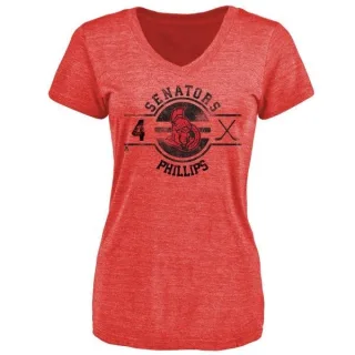 Chris Phillips Women's Ottawa Senators Insignia Tri-Blend T-Shirt - Red