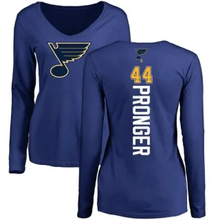 Chris Pronger Women's St. Louis Blues Backer V-Neck Long-Sleeve T-Shirt - Royal