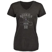 Chris Rusin Women's Colorado Rockies Base Runner Tri-Blend T-Shirt - Black