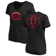 Chris Sabo Women's Cincinnati Reds RBI Slim Fit V-Neck T-Shirt - Black