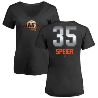 Chris Speier Women's San Francisco Giants Midnight Mascot V-Neck T-Shirt - Black