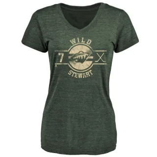 Chris Stewart Women's Minnesota Wild Insignia Tri-Blend T-Shirt - Green