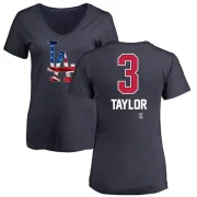 Chris Taylor Women's Los Angeles Dodgers Name and Number Banner Wave V-Neck T-Shirt - Navy