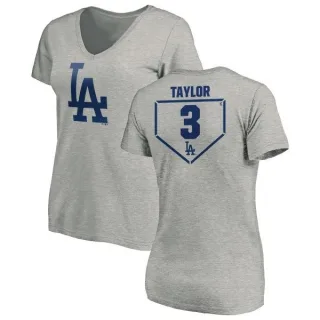 Chris Taylor Women's Los Angeles Dodgers RBI Slim Fit V-Neck T-Shirt - Heathered Gray