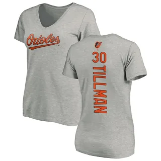 Chris Tillman Women's Baltimore Orioles Backer Slim Fit T-Shirt - Ash