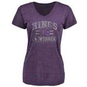 Chris Webber Women's Sacramento Kings Purple Baseline Tri-Blend T-Shirt