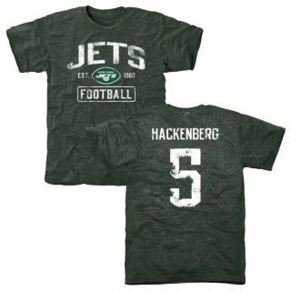 Christian Hackenberg New York Jets Green Distressed Name & Number Tri-Blend T-Shirt