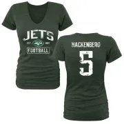 Christian Hackenberg Women's New York Jets Green Distressed Name & Number Tri-Blend V-Neck T-Shirt