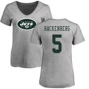 Christian Hackenberg Women's New York Jets Name & Number Logo Slim Fit T-Shirt - Ash