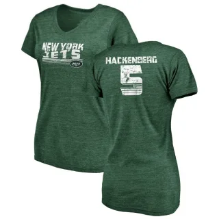 Christian Hackenberg Women's New York Jets Retro Tri-Blend V-Neck T-Shirt - Green