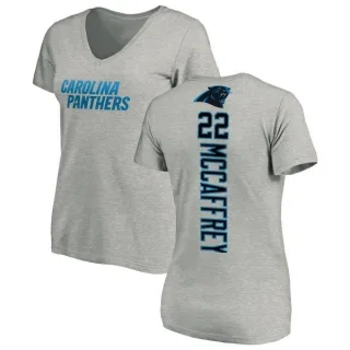 Christian McCaffrey Women's Carolina Panthers Backer V-Neck T-Shirt - Ash