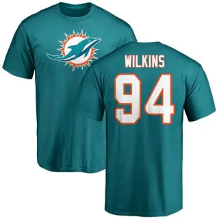 Christian Wilkins Miami Dolphins Name & Number Logo T-Shirt - Aqua